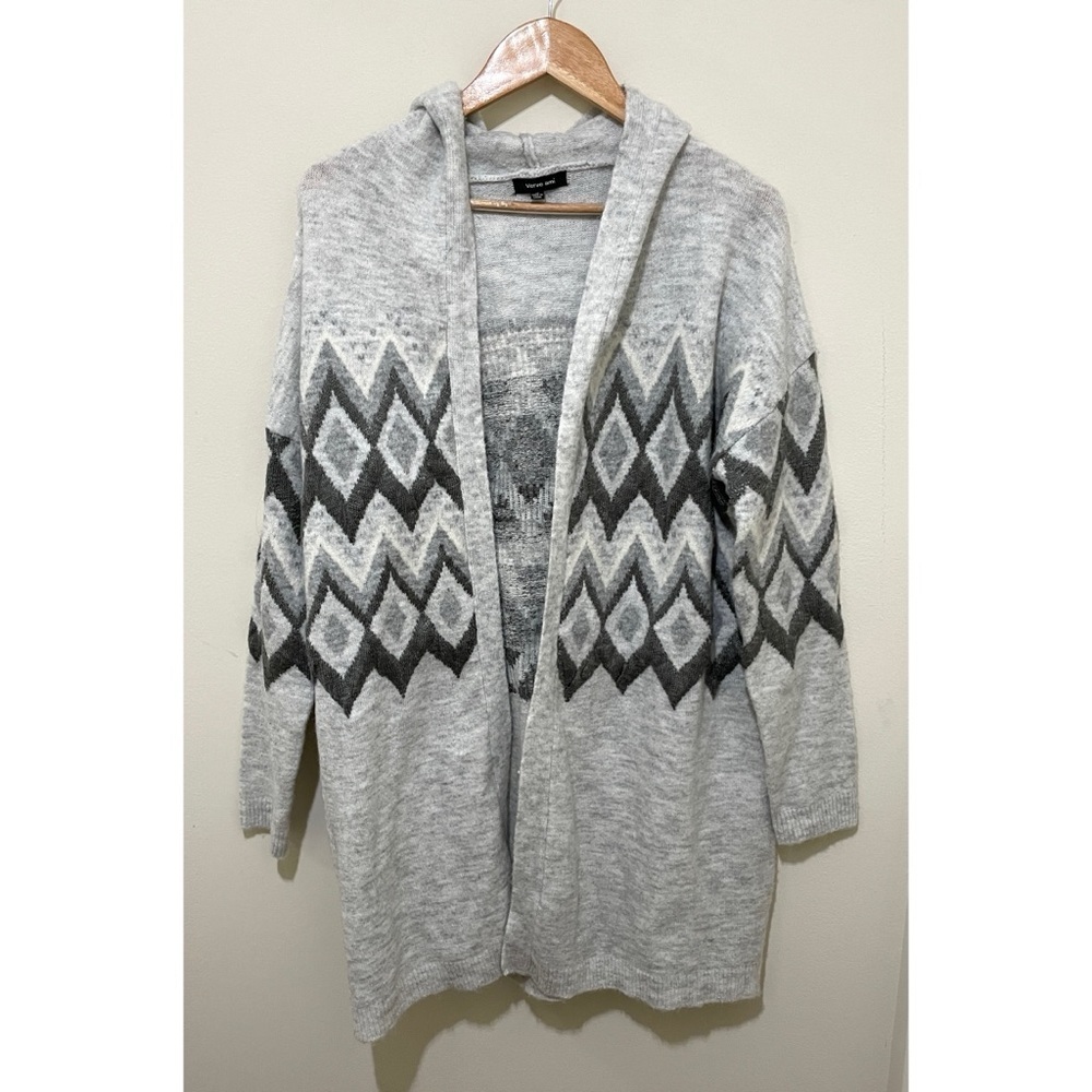 ** BUNDLE SALE ** Verve Ami Diamond Pattern Hooded Cardigan Sweater, Size M